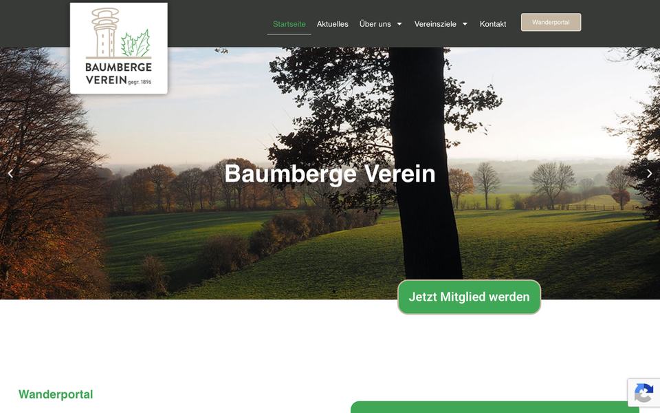 Startseite der Website des Baumberge-Vereins