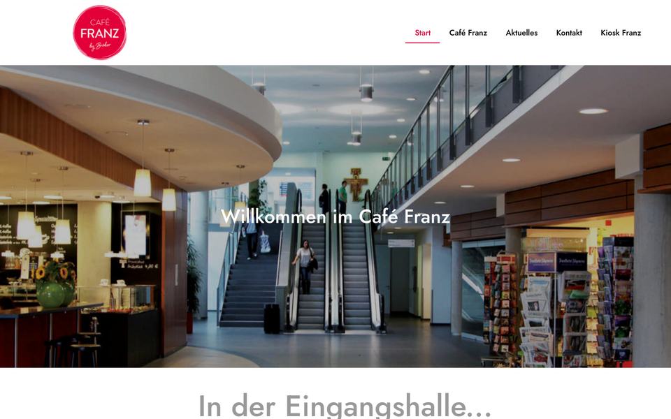 Startseite der Website von Café & Kiosk Franz
