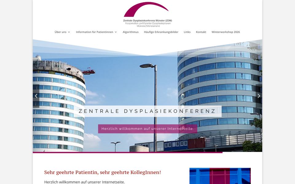 Startseite der Website der Zentralen Dysplasiekonferenz Münster