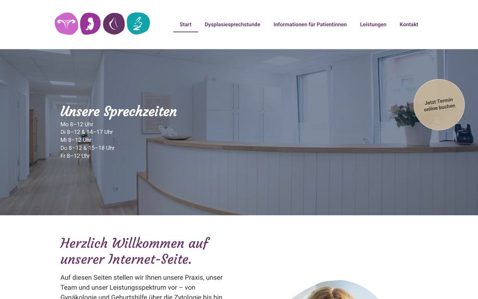Startseite der Website Gynäkologie am Campus